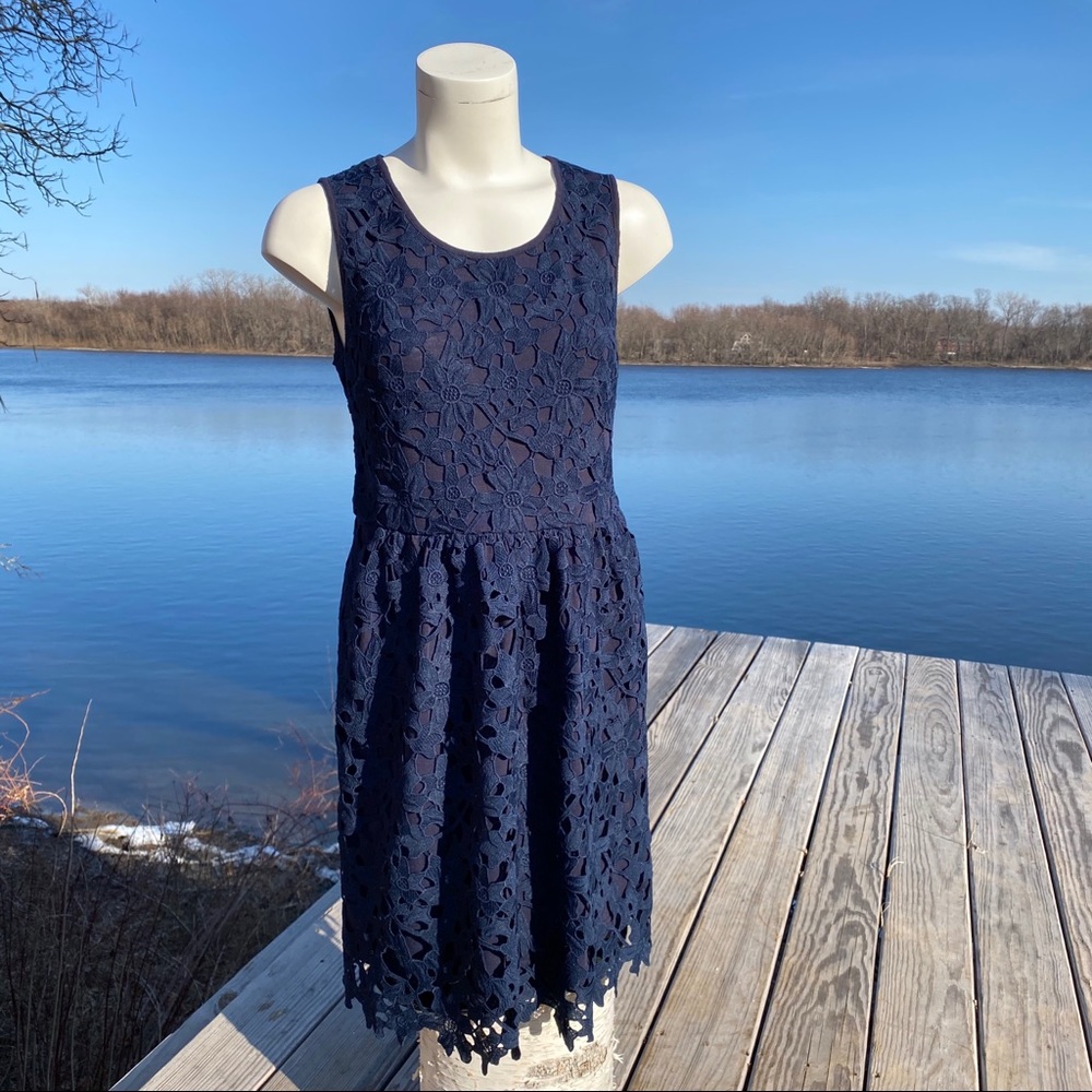 🌺5/$25 La Fee Maraboutee Navy lace dress
